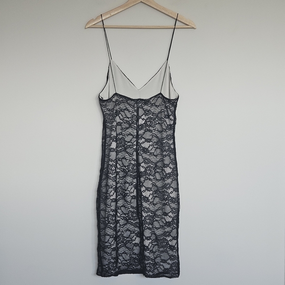 Alice + Olivia Stila Lace Overlay Mini Dress Black Antique Size 10 Cocktail - Picture 6 of 15